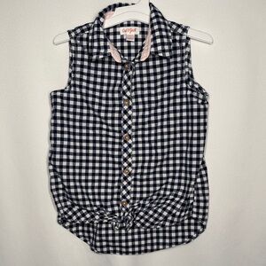 💜3/$15 Cat & Jack Girl’s Navy and White Plaid Sleeveless Button Up Top